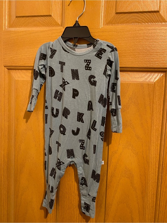 Posh Peanut Other - Posh Peanut Light Blue and Black Alphabet Footie Pajamas
